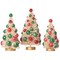 White Bottle Brush Trees with Red and Green Beads - Set of 3